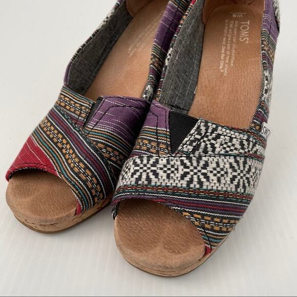 Toms multi color cork peep toe wedges - Picture 5 of 9